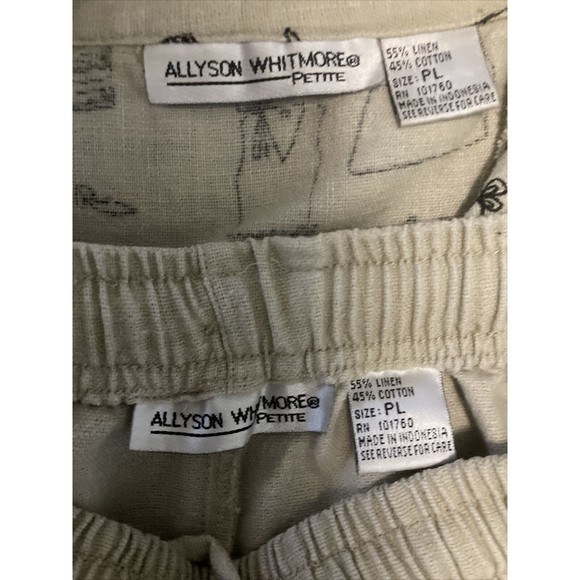 Allyson Whitmore Petites 2 piece set size PL Linen novelty print  beige - Picture 8 of 8